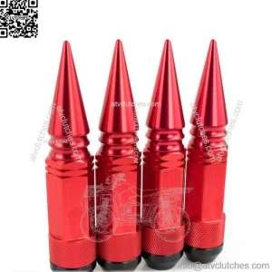 SICKSPEED 4 PC RED SPIKED ALUMINUM 108MM 3PC LUG NUTS POLARIS ATV 3/8X24 N31 (For: Kawasaki Teryx4 800)