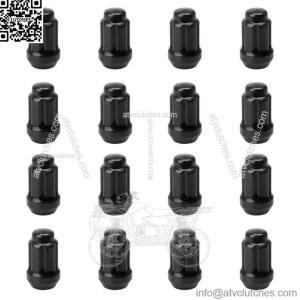 Set of Tusk Tapered Spline Drive Lug Nut 12mm x 1.25mm Thread Pitch Black 16 pcs (For: More than one vehicle)