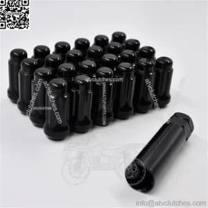 Set 24 Spline Lug Nut Kit Black 14mm x 1.5 1.9" Tall M14x1.5 - 6 Splines  + Key (For: More than one vehicle)