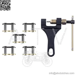 Gold 420 Motorcycle Chain 132 Link Standard Roller Chain with Free Chain Breaker 5 Connecting Master Link for 100cc 110cc 125cc Dirt Pit Bike ATV Quad Go Kart Mini Bike Scooter