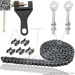 420 Motorcycle Chain 420 Standard Roller Chain 132 Link, 420 Drive Chain for 110 125cc Dirt Pit Bike ATV Quad Go Kart Scooter Mini Bike (Whit Chain Breaker +0.4" Chain Axle Adjuster)