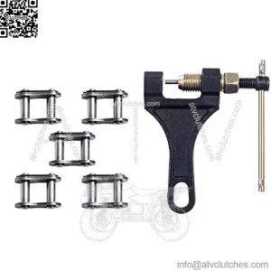 420 Motorcycle Chain 132 Link Standard Roller Chain with Free Chain Breaker 5 Connecting Master Link for 100cc 110cc 125cc Dirt Pit Bike ATV Quad Go Kart Mini Bike Scooter