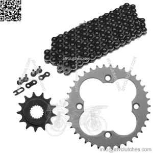 Black Drive Chain And Sprockets Kit for Honda TRX450R Kick Start 2006-2009 2012 (For: Honda)