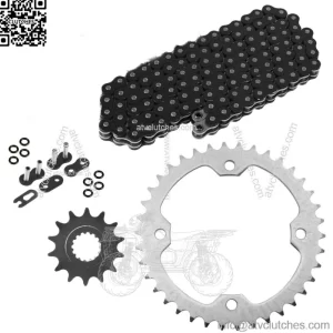 Black O-Ring Drive Chain & Sprockets Kit for Yamaha Raptor 700 YFM700R 2006-16 (For: Yamaha Raptor 700)
