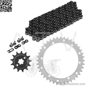 Black Drive Chain And Sprockets Kit for Yamaha Blaster 200 YFS200 1988-2006 (For: Yamaha YFS200)