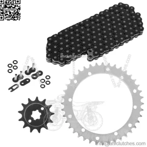 Black O-Ring Drive Chain & Sprockets Kit for Yamaha Blaster 200 YFS200 1988-06 (For: Yamaha YFS200)