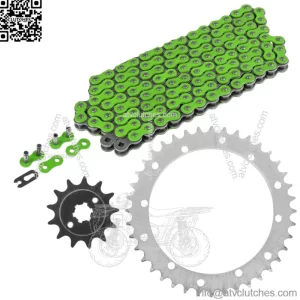 Green Drive Chain And Sprockets Kit for Yamaha Blaster 200 YFS200 1988-2006 (For: Yamaha YFS200)