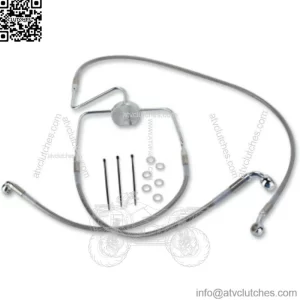 +2" Extended Braided Stainless Steel Upper Brake Line Kit Harley Touring 94-07 (For: Harley-Davidson)