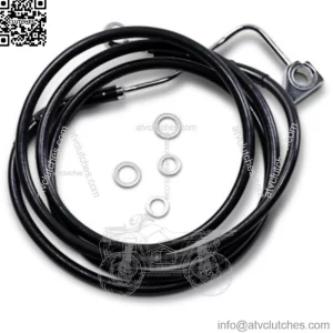 +12" 76 1/2" Extended Length Black Vinyl Upper Brake Line Harley Touring 14+ ABS (For: Harley-Davidson)