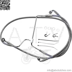 +12" Extended Braided Stainless Steel Upper Brake Line Kit Harley Touring 14-19 (For: Harley-Davidson)