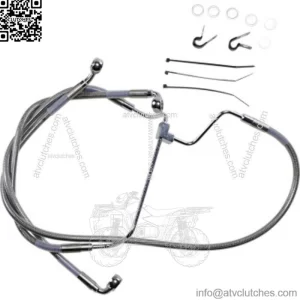 +2" Extended Braided Stainless Steel Upper Brake Line Kit Harley Touring 14-19 (For: Harley-Davidson)