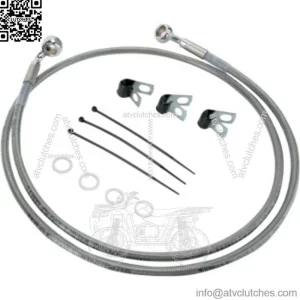 +4" 48 1/4" Extended Braided Stainless Upper Brake Line Kit Harley Softail 00-07 (For: Harley-Davidson)