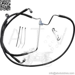 +4" Extended Stock Length Black Vinyl Upper Brake Line Kit Harley Touring 14-19 (For: Harley-Davidson)