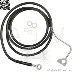 +8" 72 1/2" Extended Length Black Vinyl Upper Brake Line Harley Touring 14+ ABS (For: Harley-Davidson)