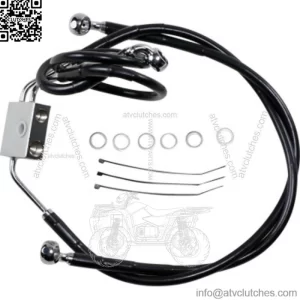 +2" Extended  Length Black Vinyl Upper Lower Brake Line Harley Dyna 12-17 ABS (For: Harley-Davidson)