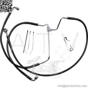+2" Extended Stock Length Black Vinyl Upper Brake Line Kit Harley Touring 14-19 (For: Harley-Davidson)