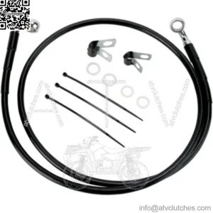 +4" 45" Extended Stock Length Black Vinyl Upper Brake Line Kit Harley Dyna 01-05 (For: Harley-Davidson)