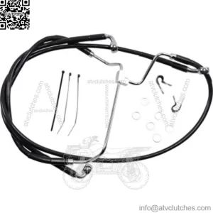 +10" Extended Stock Length Black Vinyl Upper Brake Line Kit Harley Touring 14-19 (For: Harley-Davidson)