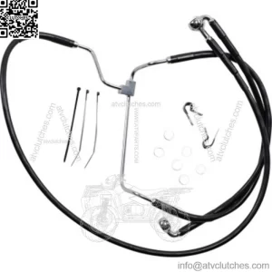 +8" Extended Stock Length Black Vinyl Upper Brake Line Kit Harley Touring 14-19 (For: Harley-Davidson)