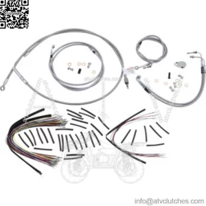 Burly 18" Braided Stainless Handlebar Extension Wiring Kit Touring Harley 08-13 (For: Harley-Davidson)