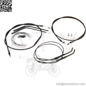 Burly 14" Black Vinyl Handlebar Control Cables Complete Kit Softail Harley 00-06 (For: Harley-Davidson)
