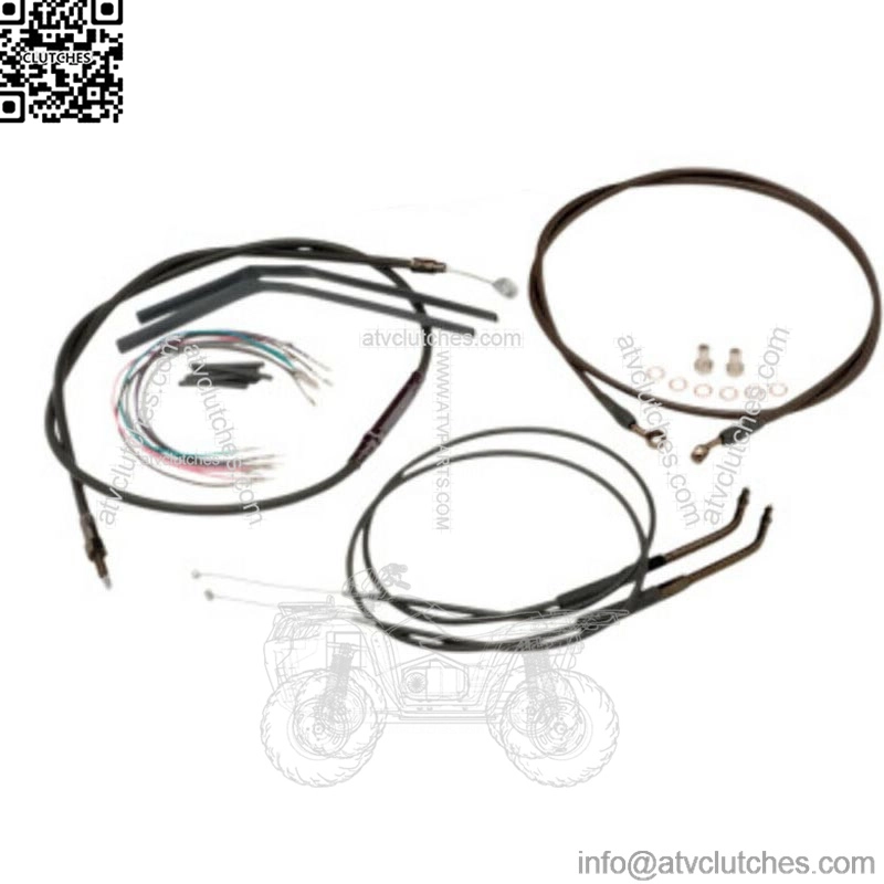 Burly 14" Black Vinyl Handlebar Control Cables Complete Kit Softail Harley 00-06 (For: Harley-Davidson)