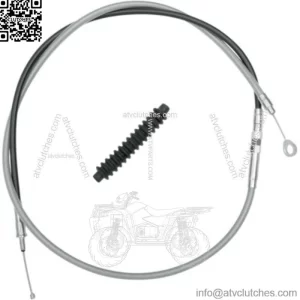 66 11/16" Braided Stainless +4 Extended Length Clutch Cable Harley Touring 08-16 (For: Harley-Davidson)