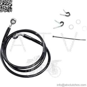 +4" 45 3/4" Extended Length Black Vinyl Upper Brake Line Harley Sportster 04-13 (For: Harley-Davidson)