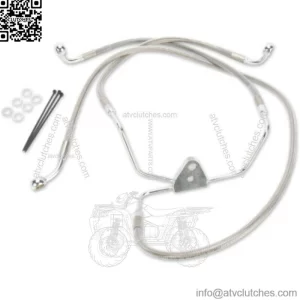 +10" Extended Braided Stainless Steel Upper Brake Line Kit Harley Touring 96-07 (For: Harley-Davidson)