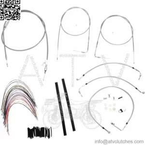 Burly 14" Handlebar Braided Stainless Steel Cable Line Kit Touring Harley 20-06 (For: Harley-Davidson)