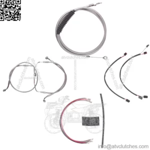 Stainless Cable & Brake Line Cmpt Kit 18" Apes 2014-2016 Harley Road King No ABS (For: Harley-Davidson)