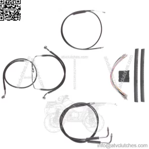 Black +10" Cable & Brake Line Cmpt DD Kit 2008-2017 Harley-Davidson Dyna No ABS (For: Harley-Davidson)