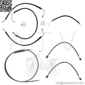Black +8" Cable & Brake Line Cmpt Kit 2018-2019 Harley Softail Fat Bob No ABS (For: Harley-Davidson)