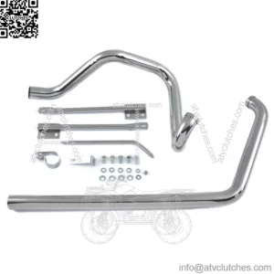 Chrome True Dual Exhaust Header Pipes Kit System EVO Softail FXST FLST 1995-1999 (For: Harley-Davidson)