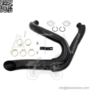 Black Wyatt Gatling 2 into 1 Exhaust Lake Pipe Header Kit Harley Chopper 18mm O2 (For: Harley-Davidson)