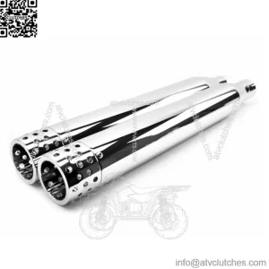 4" Chrome Swiss Cheese Drilled Slip-On Mufflers Exhaust Pipes Harley Touring 17+ (For: Harley-Davidson)