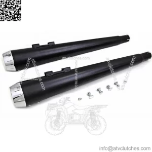 Black Megaphone Slip On Mufflers Exhaust Pipes Chrome Tips Harley Touring Bagger (For: Harley-Davidson)