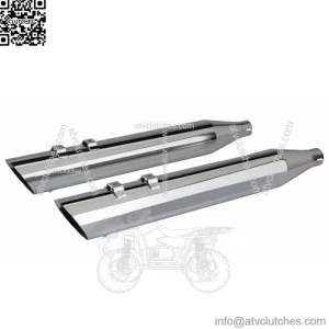 4" Chrome Slash Cut Slip-On Mufflers Exhaust Pipes Harley 2017-2019 Touring (For: Harley-Davidson)
