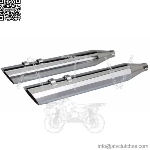 4" Chrome Slash Cut Slip-On Mufflers Exhaust Pipes Harley 1995-2016 Touring (For: Harley-Davidson)
