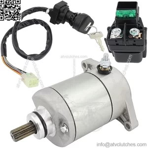 Starter w/Relay & Ignition Switch for Suzuki Eiger 400 2002-2007 2WD 4WD LT-A400 LT-F400 LT-F400F LT-A400F LT-A400C, 31100-38F00 18809 18840, 2002 2003 2004 2005 2006 2007 Eiger 400 Starter