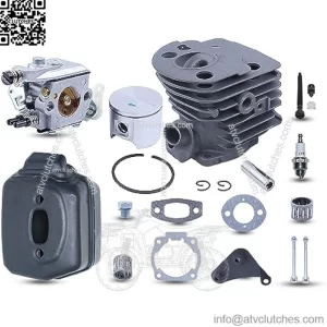 46mm Cylinder Piston Carburetor Muffler Kit For Husqvarna 55 51 Chainsaw Parts, Cylinder, Pin, Ring, Circlip, Muffler, Muffler Bracket, Muffler Gasket, Muffler Bolt w Nut