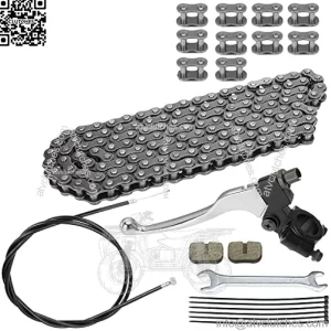 140 Links #35 Drive Chain 7/8 Left Brake Clutch Handle Lever Cable for 79cc 98cc 100cc 2.8hp Coleman CT100U CC100X Baja Doodle Bug DB30 Motovox MBX10 MBX11 Monster Moto MM-B80 MM-B105 Mini Bike