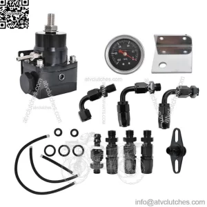 Adjustable Fuel Pressure Regulator Kit 100psi Guage AN6 Fitting Black Universal