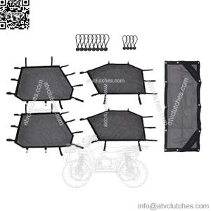 Windshied Sun Shade Net for Polaris Rear Side Protective Window Netting UTV 4 Seat Window Safety Net Rear Window Shade Cover for 2015-2019 UTV Polaris RZR 900/1000 4 Door(5Pcs/Set)