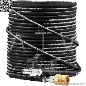 Kink Resistant Pressure Washer Hose 100FT, Wear Resistant 4000PSI Power Washer Hose with 3/8" Quick Connector, Steel Wire Braided Hot & Cold Water 1/4" Replacement Extension Hose