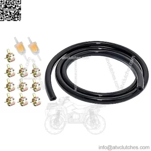 1/4 Inch ID Fuel Line Hose Kits, 6-Foot Fuel Line + 2 Pcs 1/4 Inch x 5/16 Inch Gas Inline Fuel Filters + 10 Pcs Hose Clamps, Universal for Small Engines, Generators, Motorcycle, Go Kart, ATV