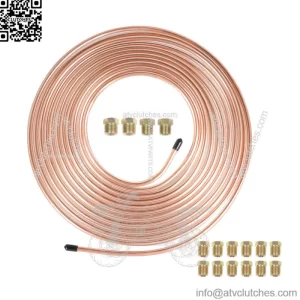 Iron Plating Copper Brake Line Tubing Kit 1/4 OD 25 Ft Coil Roll &Fittings
