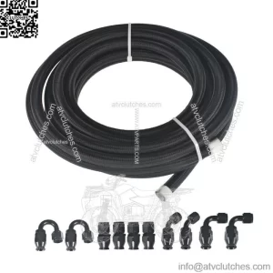Black Nylon Braided E85 PTFE Fuel Line 20ft 8AN -8AN 10 Fittings Hose kit E85