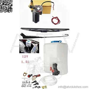 12V Electric Motor Universal UTV Windshield Wiper Kit with Windshield Washer Pump Kit Fit Polaris Ranger RZR 900 1000 Turbo etc. - 90??Sweep 13.7" Blade