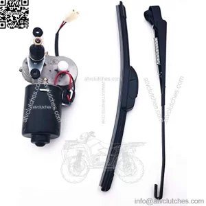 Universal 12V Electric UTV Windshield Wiper Motor Kit Fits Polaris Ranger RZR Kawasaki Honda Pioneer Golf Cart, 110 Degree Sweep Wiper Size: Arm: 13.7inch Blade:13.7inch